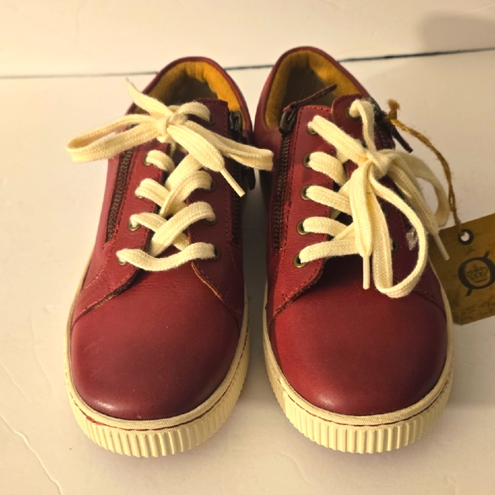 Born Womens Red Leather Sneakers